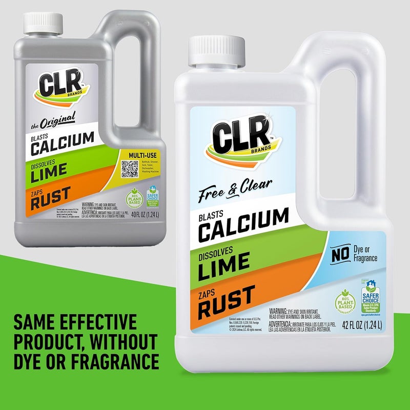 CLR Brands® Calcium, Lime & Rust Remover Free & Clear, No Dyes or Fragrances, Gentle Lime and Bathroom Descaler, Removes Hard Water Stains and Rust Deposits, 42 Oz Bottle (Pack of 1) - Image 3